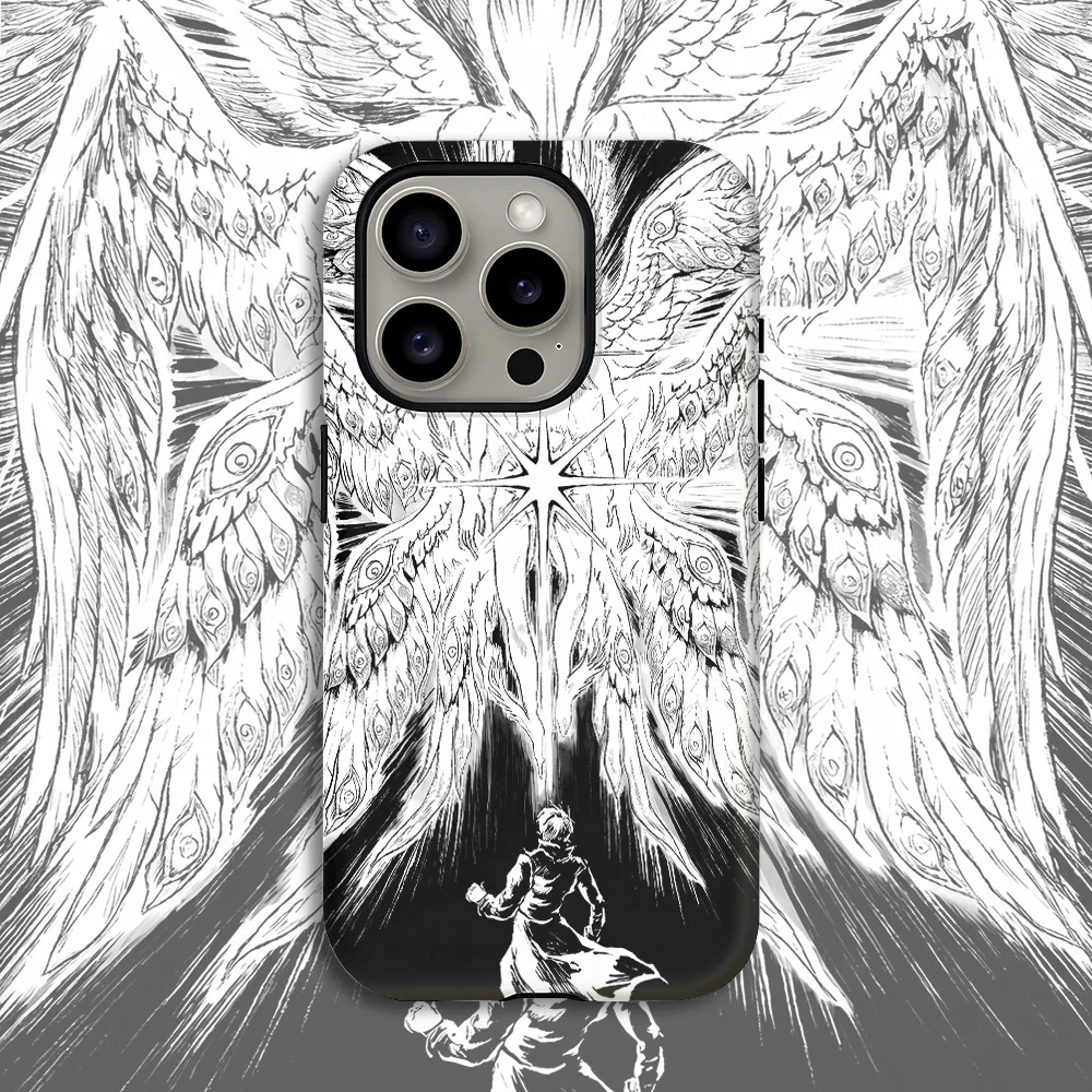 Biblical Angel Sketch Phone Case for Samsung Galaxy S20 S23 S24 S25 S26 FE Plus Ultra Edge 4G 5G Luxury Double-layer Back Cover