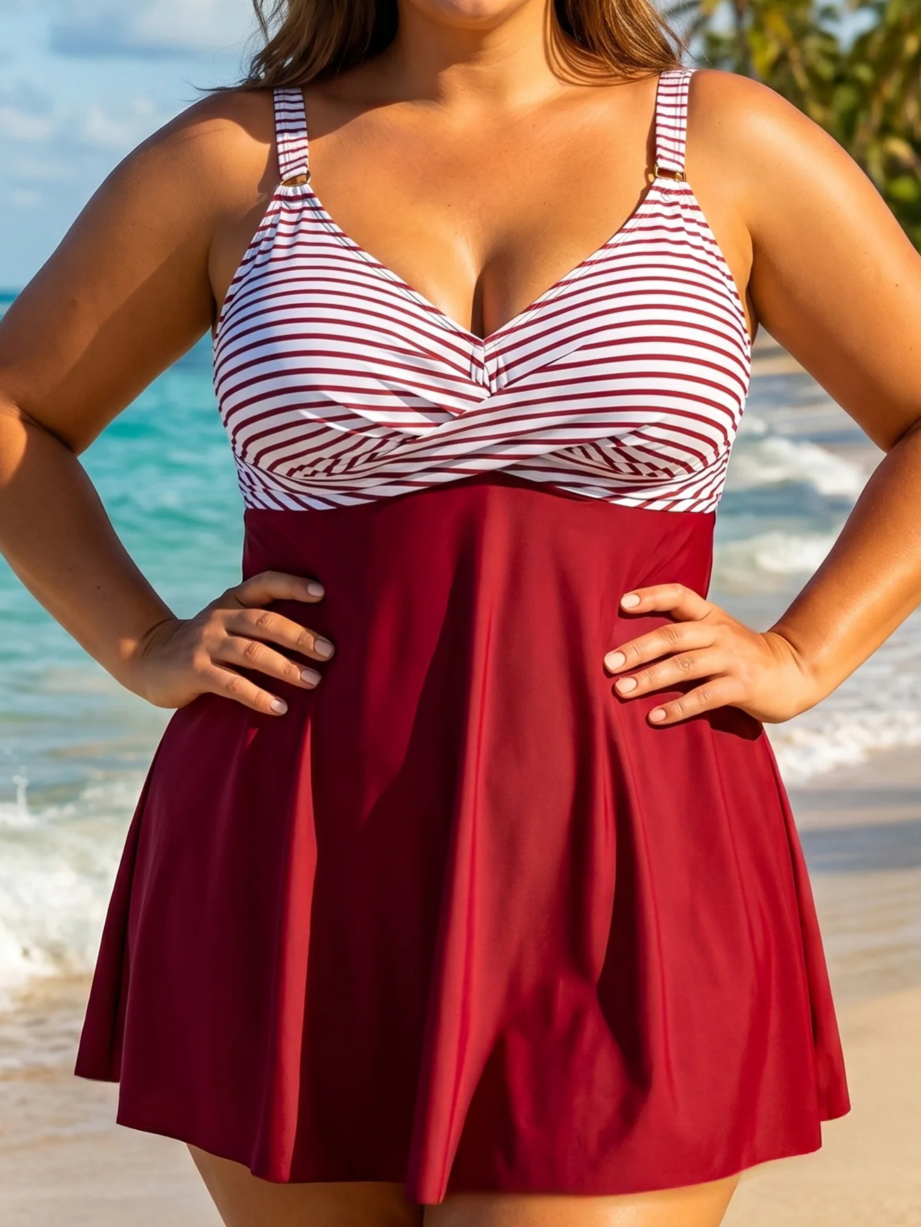 Vista lateral del tankini con lazos