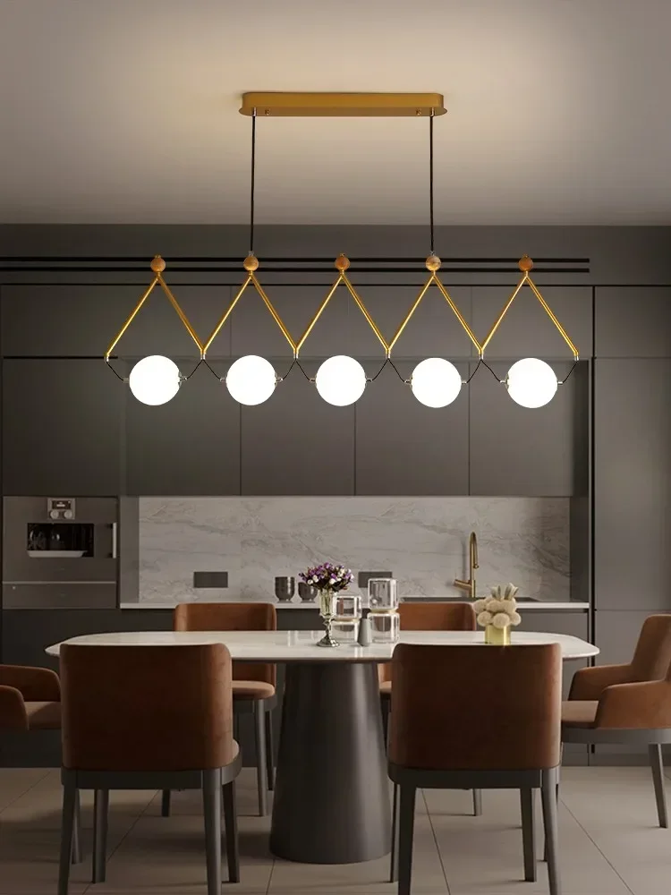 Black Or Gold LED Chandelier Dining Room Coffee Shop Modern Long Pendant Lamp Creative Restaurant Bar Multi-head Hanging Lights