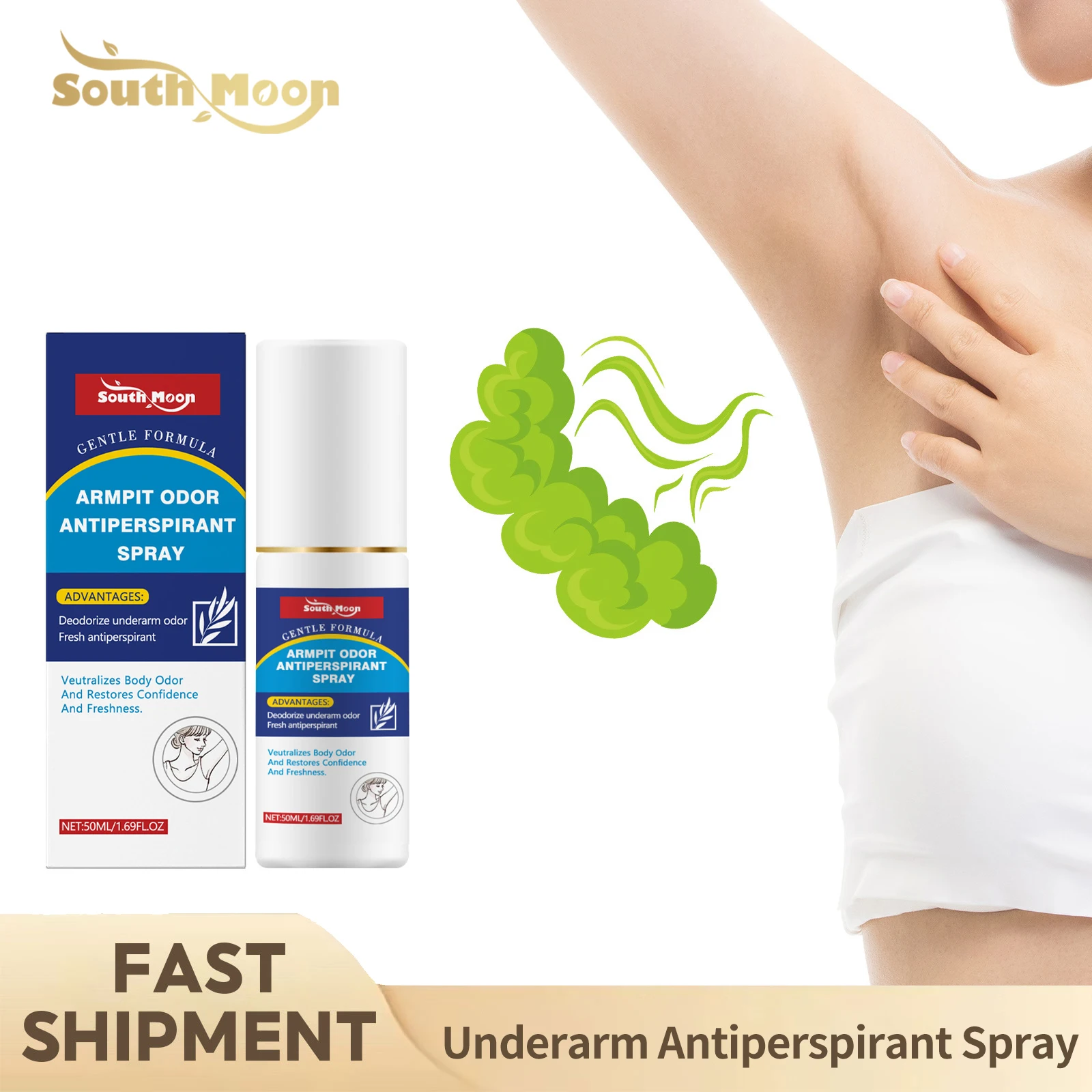 

Natural Deodorizing Spray Eliminate Odor Lasting Refreshing Reduce Sweaty Underarm Odor Prevention Armpit Antiperspirant Spray