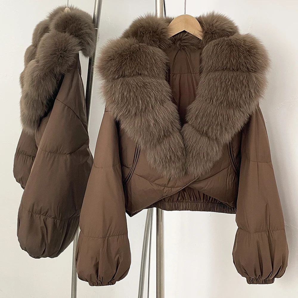 

Puffer Jacket Women Real Fur Coat 2025 Winter 90% White Duck Down Jacket Lady Big Natural Fox Fur Collar Female Down Jacket
