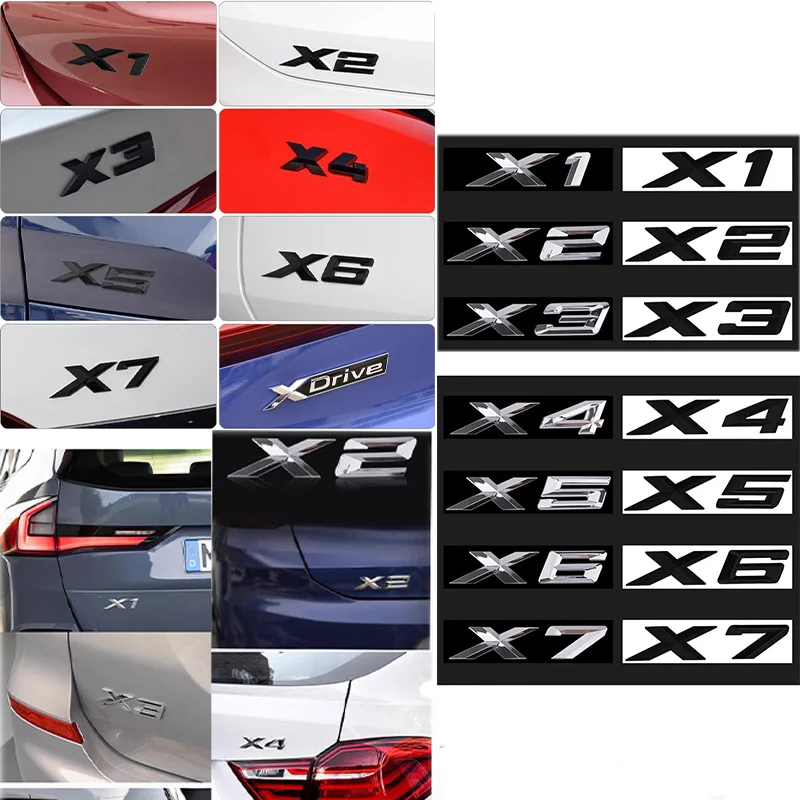 3D Car Letters Trunk Badge Sticker For BMW X1 E84 F48 X3 E83 G01 F25 X4 F26 G02 X5 E53 F15 E70 X6 E71 F16 Emblem Logo Lettering