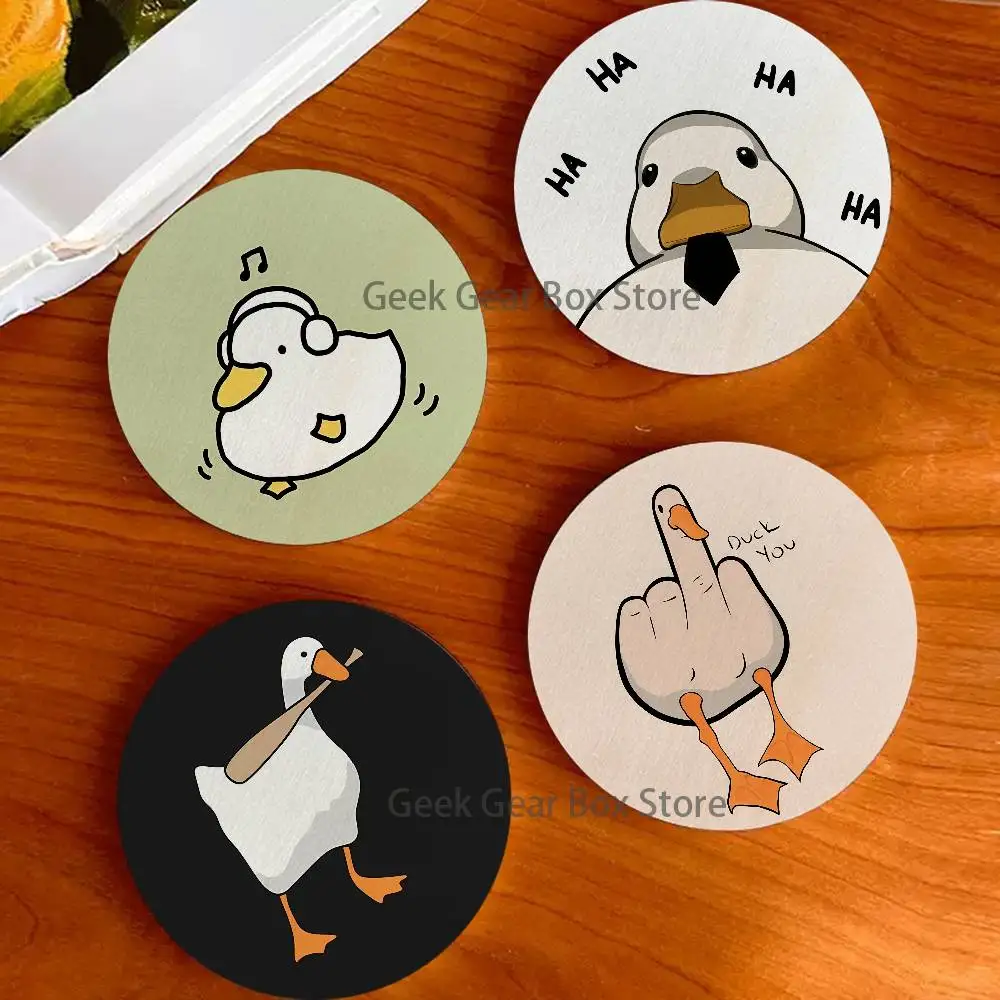

Funny D-DucK Goose meme 2D Pattern round Wooden Coaster Decorative Coffee Cup for Use in Coffee Shops Bars Wine Beer