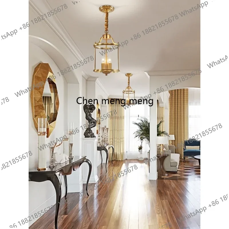 

Американская ресторанная люстра из меди, европейский светильник для спальни, бара, прихожей, коридора, входной зоны, освещение для входа.
