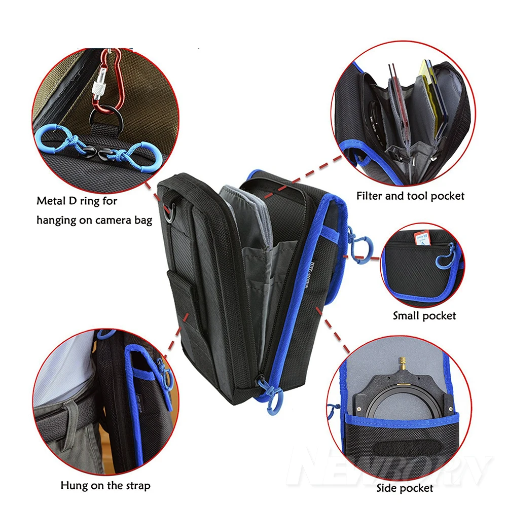 New Camera Lens Filter Case Belt Pouch for 40.5mm-105mm Round or Square Filters and Filter Holder 100*150MM Filter Bag
