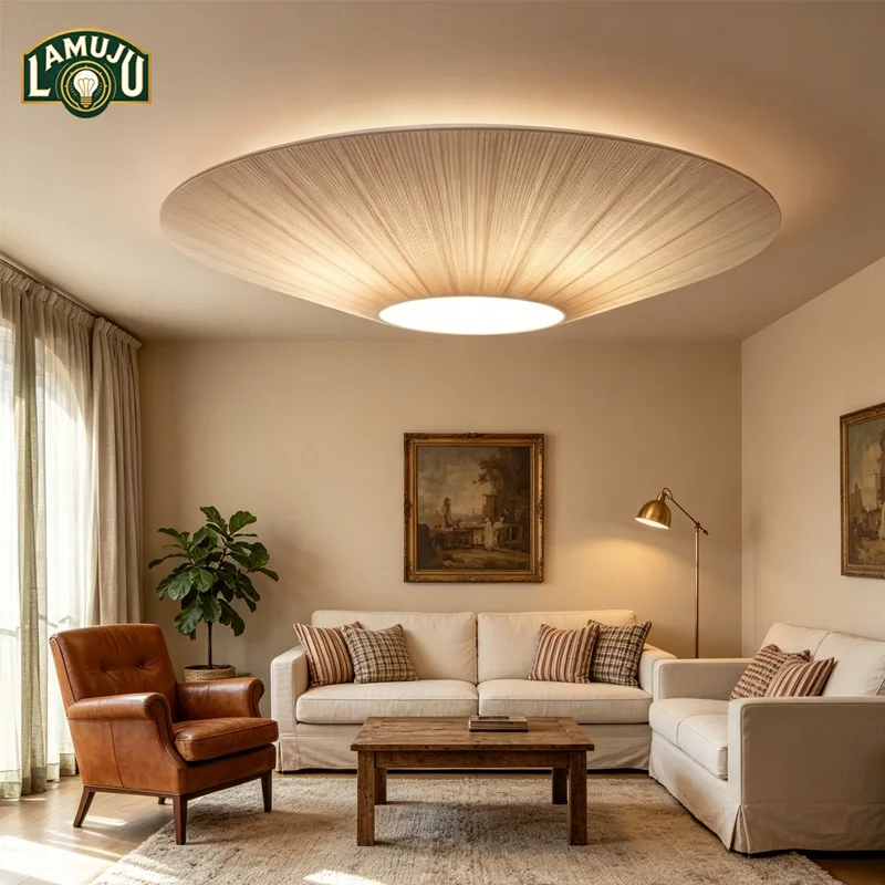 Obrázek 3: Wabi-sabi minimalistické LED strop lustry lamp spláchnout namontovat textilie přívěsek světel domácí dekorace dinning žití pokoj ložnice
