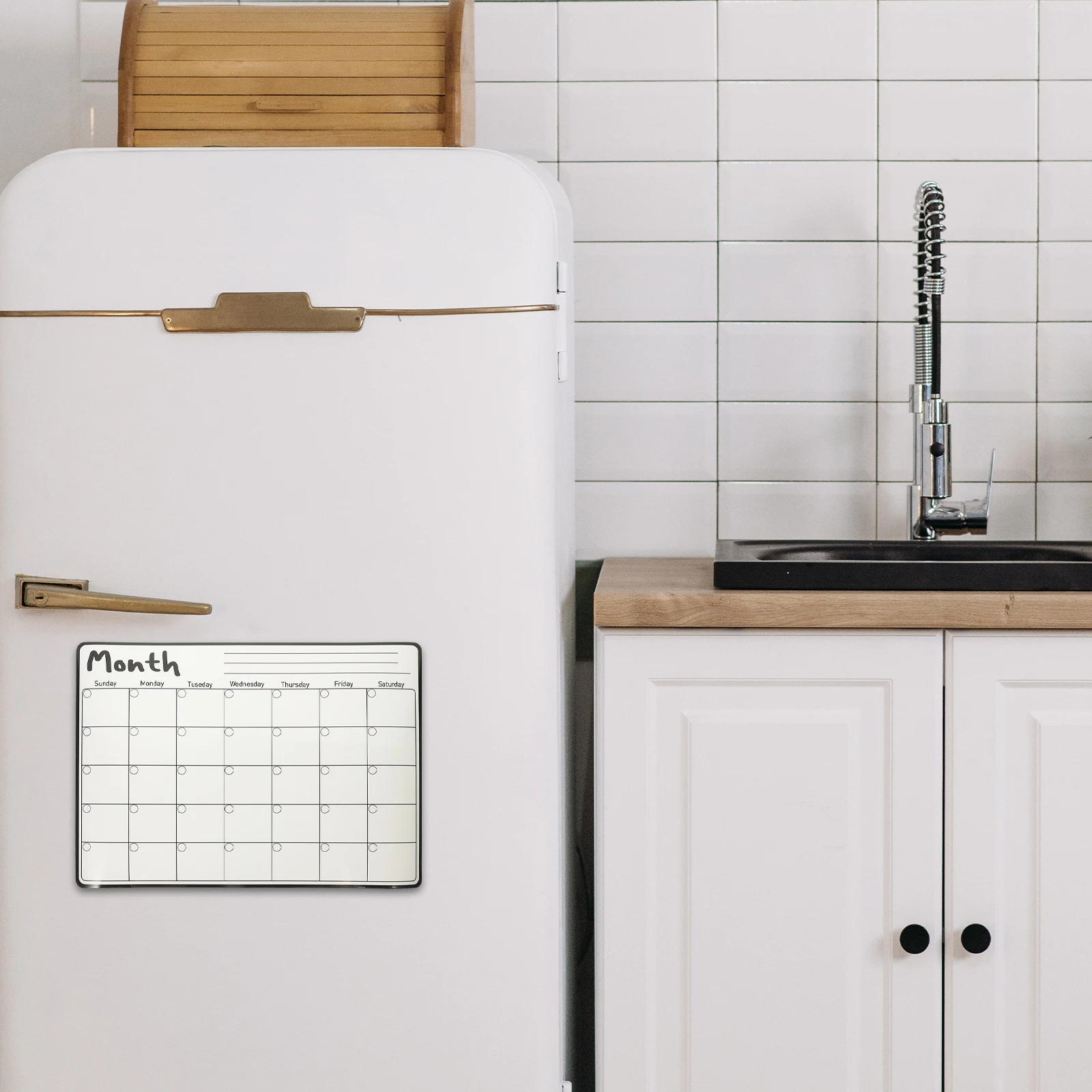 

Compact Dry Erase Calendar Sticker for Fridge - Magnetic Planner Board for Writing Schedules Notes and Important Reminders