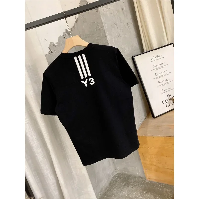 Color contrast stripes couples pure cotton bottom half sleeve loose round neck short sleeve T-shirt men and women alike