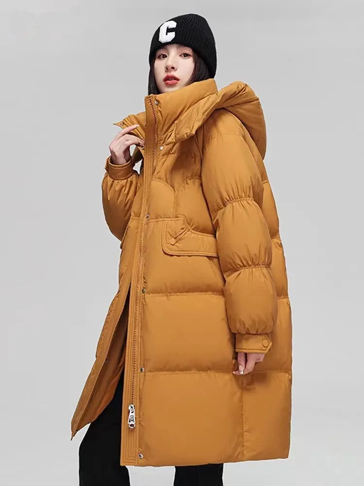 Fashion Hooded Collar пуховая куртка 90% Duck Down Coats Fluffy Coats Women Winter Thicker Warm Parkas Outerwear WY1238