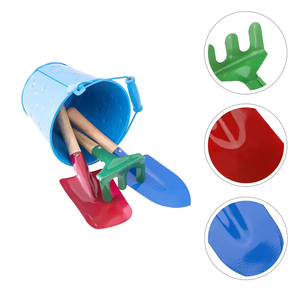 1Set Tool Wooden Handle Portable Gardening Shovel Rake Children Outdoor Sand Playing Summer Activity
