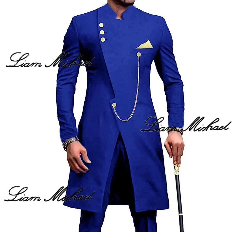 

Royal Blue Men's 2-piece Suit Wedding Tuxedo Indian Style Groom's Dress Formal Party Outfit Elegant Men's Custom Suit