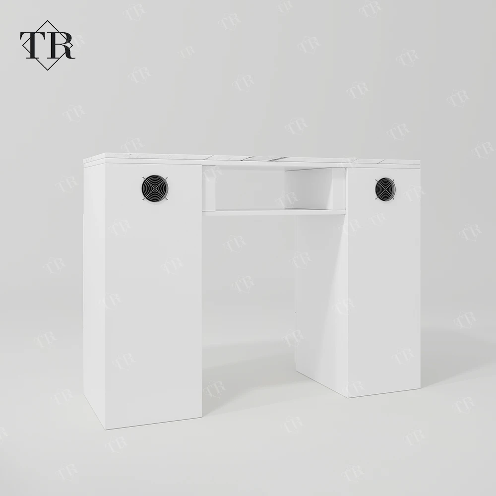 Manicure Table, Solid Wood Lacquered Board Nail Desk with Dust Collector, Salon Furniture Professional Nail Workstation