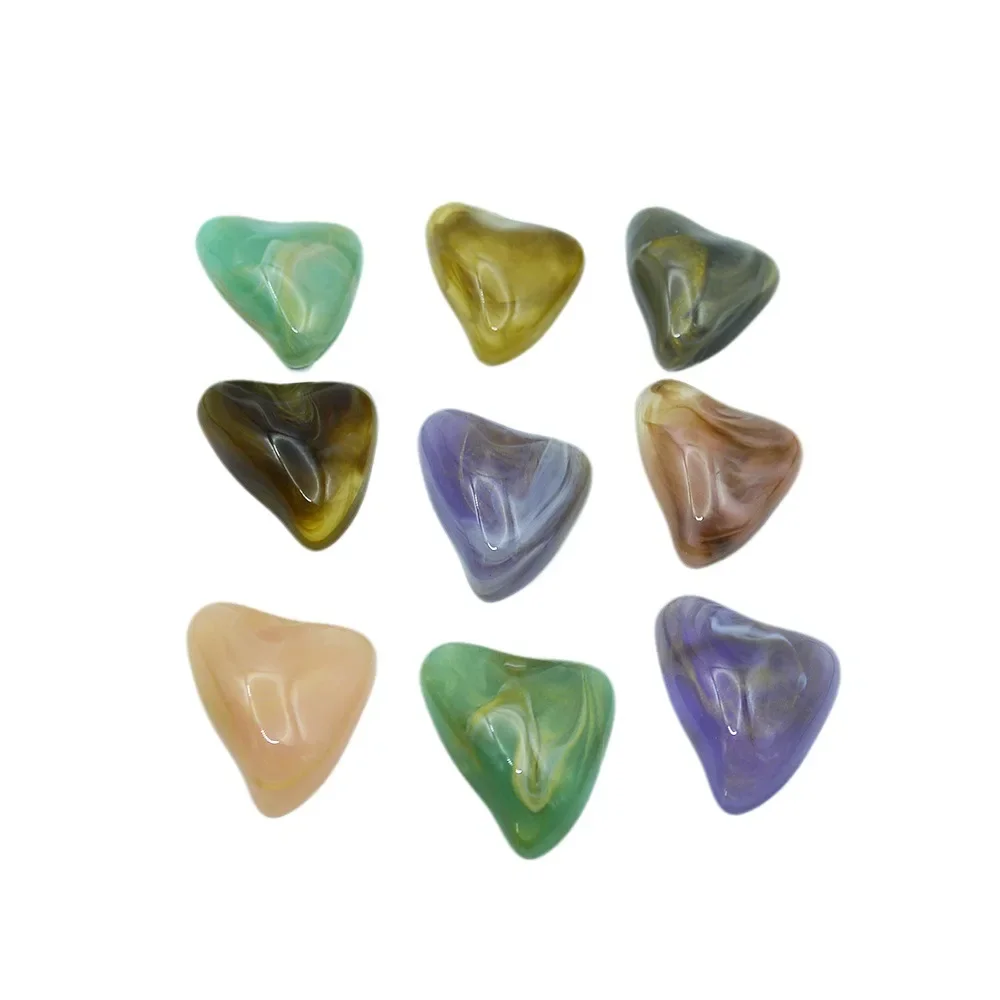 10 PCS  28 * 30mm  Retro Irregular Colored Triangle Flat Bottom Beads DIY Charm Manufacturing Jewelry and Phone Case Accessories