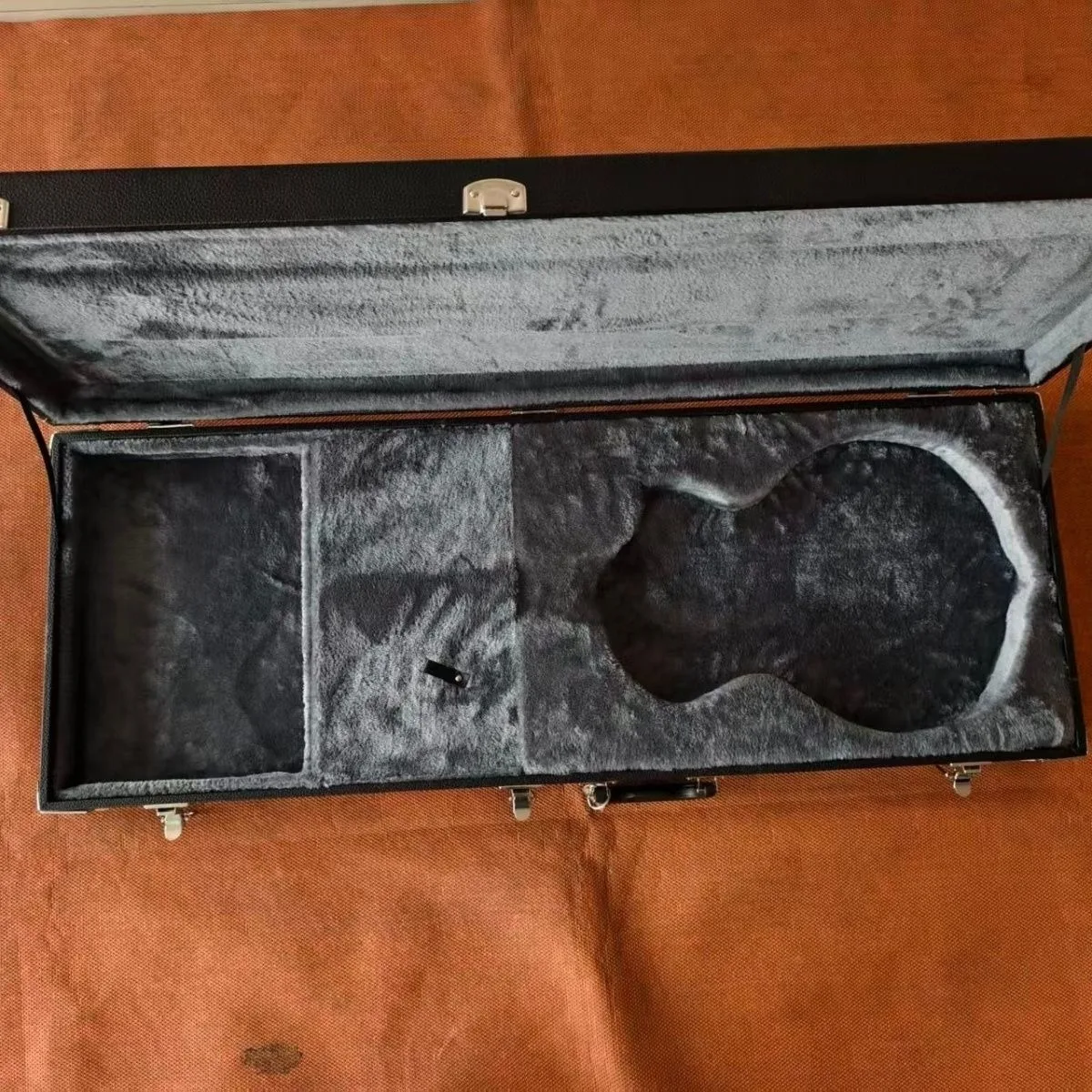 Electric Guitar Hard Case Rectangular Box for LP Style Single Cutaway Guitar Black PU Leather Gray Plush Interior