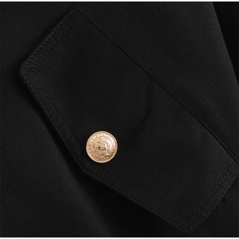 Damen-Oversize-Mäntel mit Kordelzug in der Taille, Stehkragen, Epauletten, Langen Ärmeln, Knopfleiste, Lose Jacken, Schicke Neue Oberbekleidung für Damen – Detail 5
