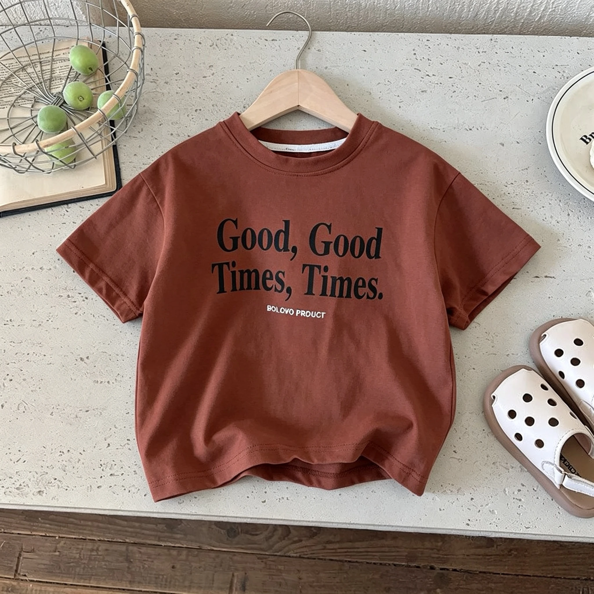 Printed Letters Children's T-shirt 2026 New Summer Clothing Simple Fashion Versatile Kids Short Sleeve Tops Tees Girl Boy Tshirt