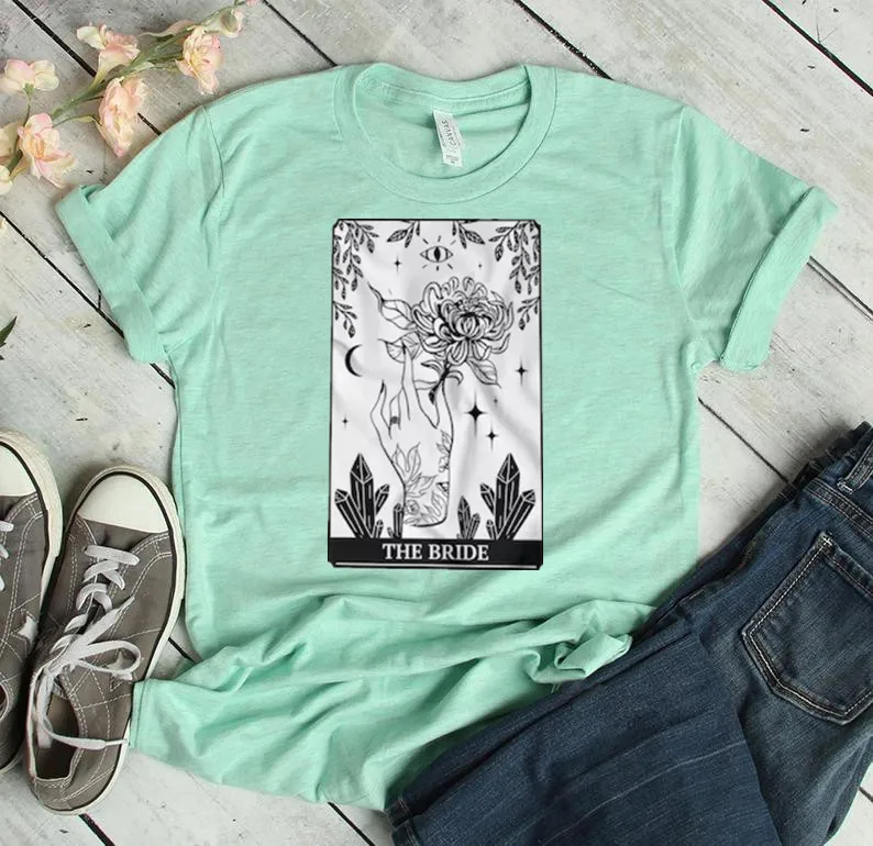 Tarot Bride Shirt,  Bachelorette Aesthetic Cotton O Neck Short Sleeve Top Tee Graphic T-shirt Streetwear Female Clothes Unisex