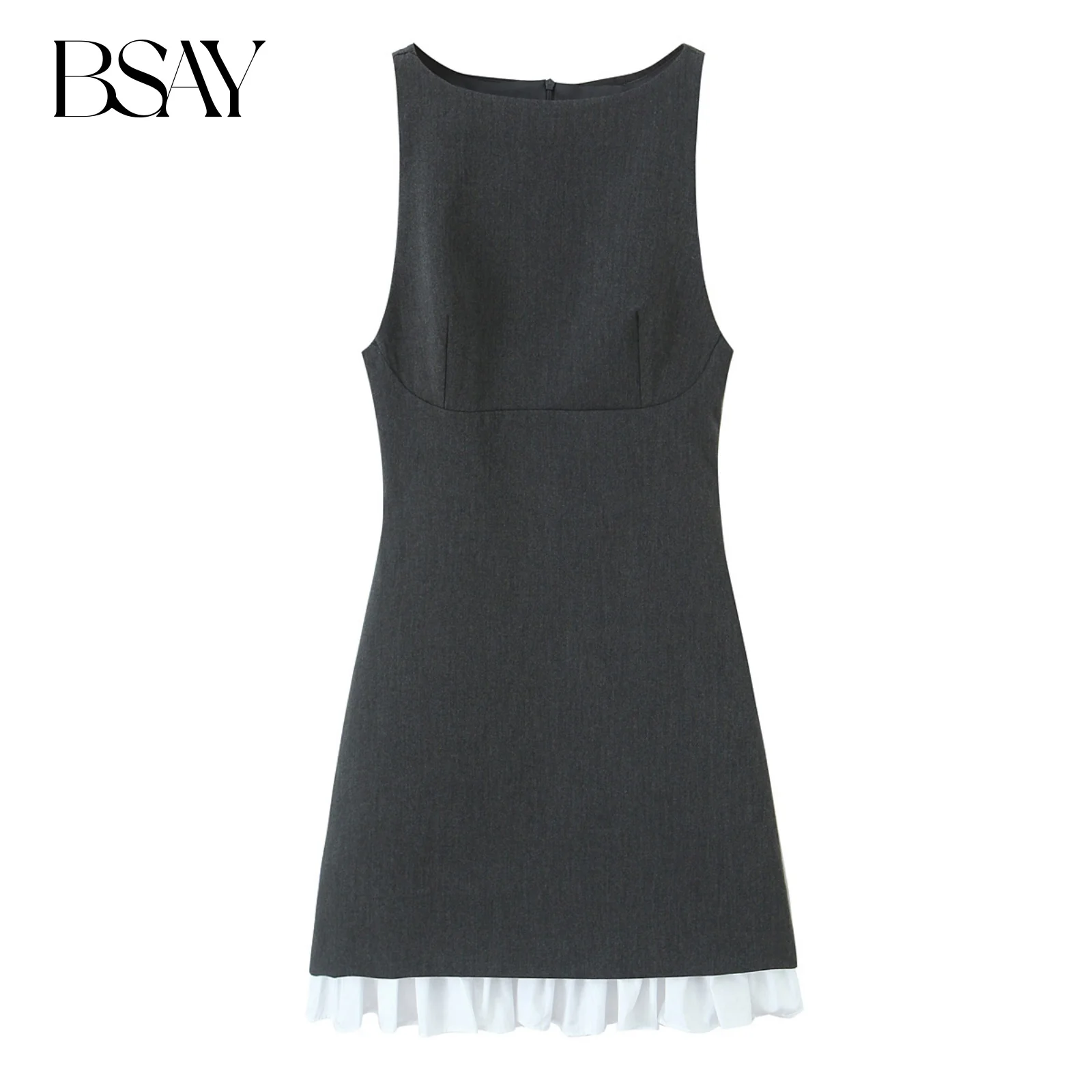 Bsay bainha em camadas decoração mini vestido roupas femininas moda 2025 outono francês noite festa de aniversário sem mangas vestidos colete