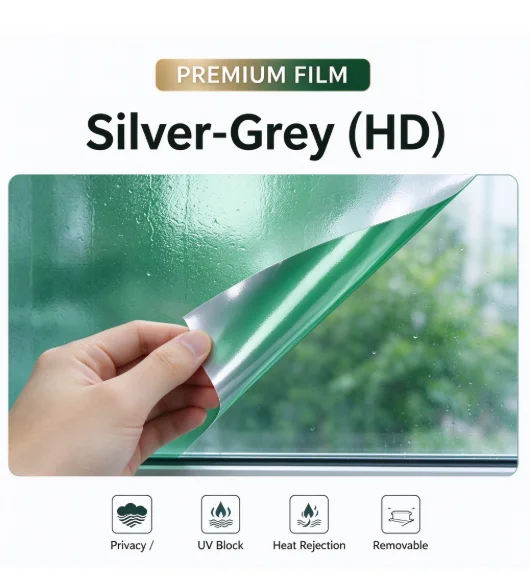 One Way Mirror Silver Green HD Glass Tint Roll Solar Heat Insulation Privacy Protection For Home And Building Window