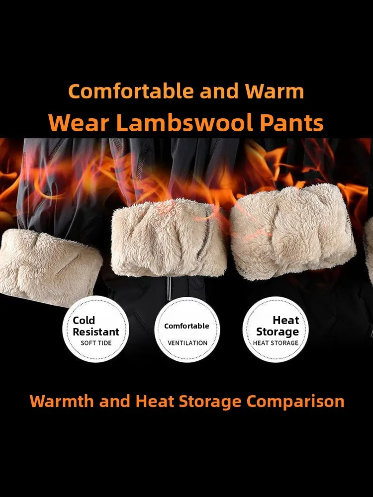 

Men's Thiened down Cotton Pants Winter Outdoor Wearable Warm Windproof Snowy Leisure Trousers Long Pants for Middle-aged An...