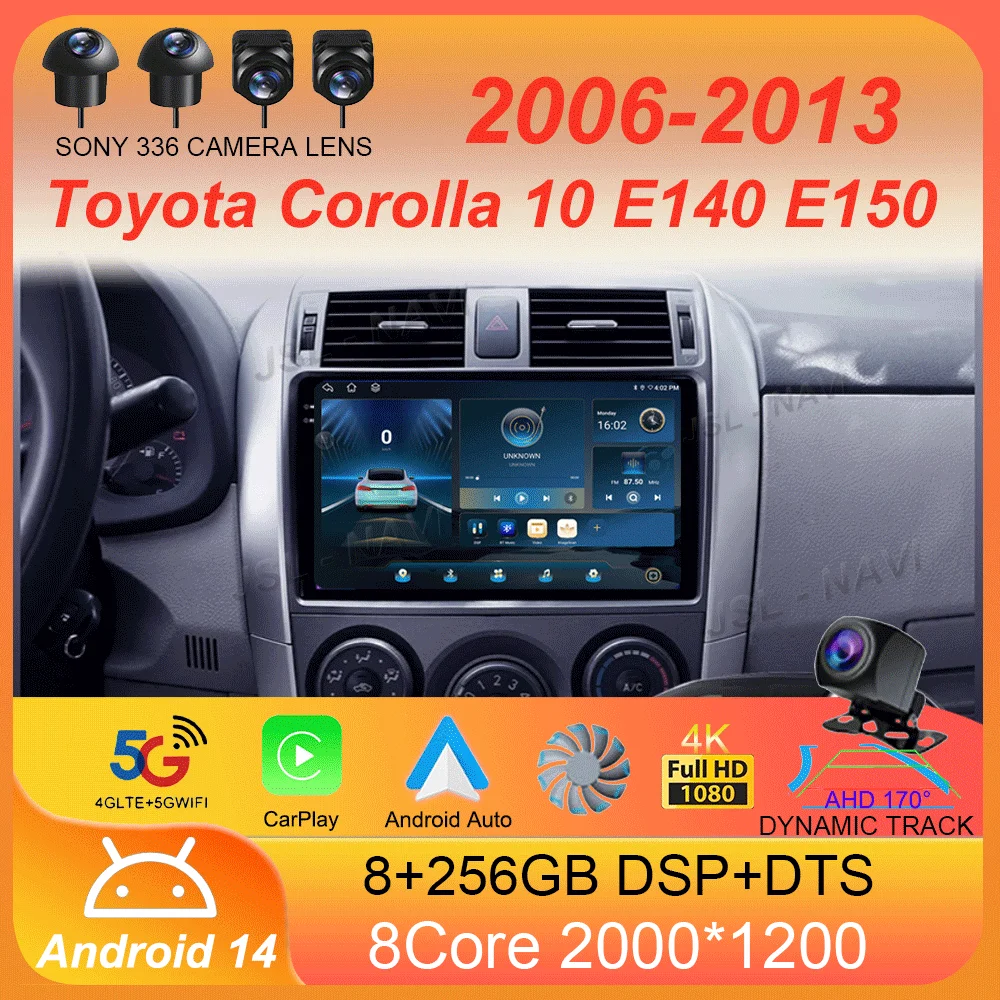 

Android 14 Car Radio Carplay For Toyota Corolla 10 E140 E150 2006 - 2013 Navigation GPS Stereo Unit Android Auto No 2din 5G Wifi