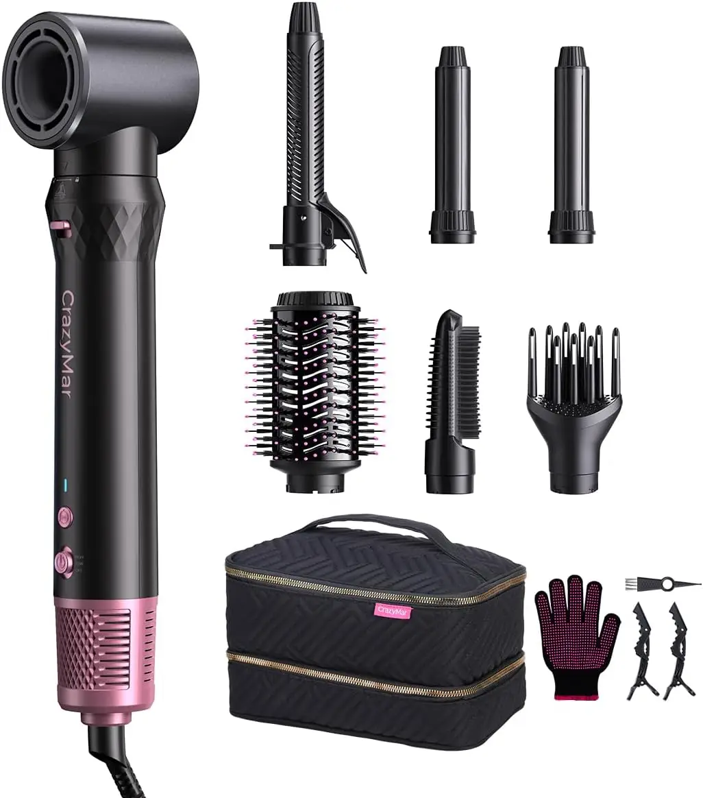 

Fast Drying Air Wrap Styler for Curling Volumizing Straightening, Pink Hot Air Tool No Heat Damage