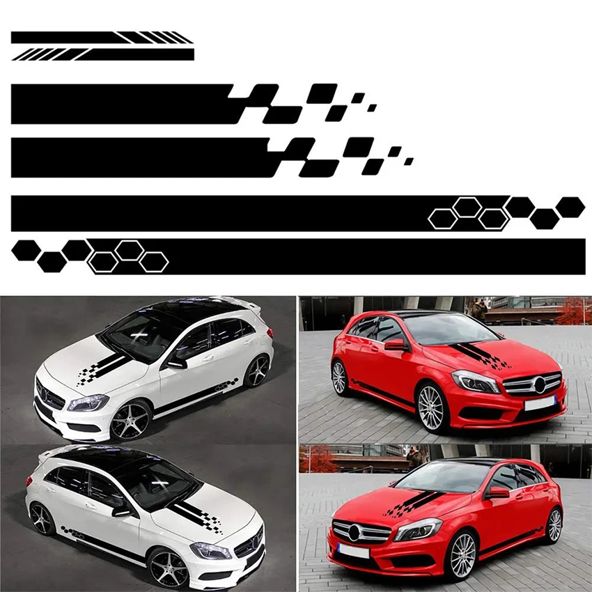 Car Hood Sticker Vinyl Waterproof Racing Striped Body Decal DIY Modified Car Trim Sticker Self Adhesive Bonnet Decoration