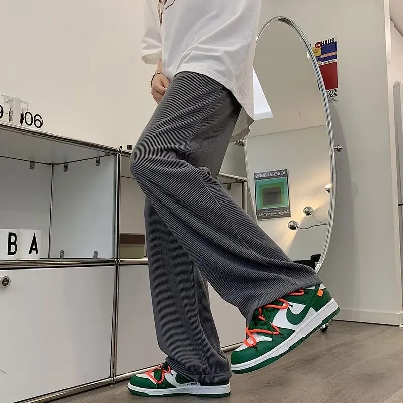 

Мужские летние тонкие дышащие быстросохнущие спортивные брюки из ледяного шелка, прямые, повседневные, свободные, широкие, комфортные, свободного кроя