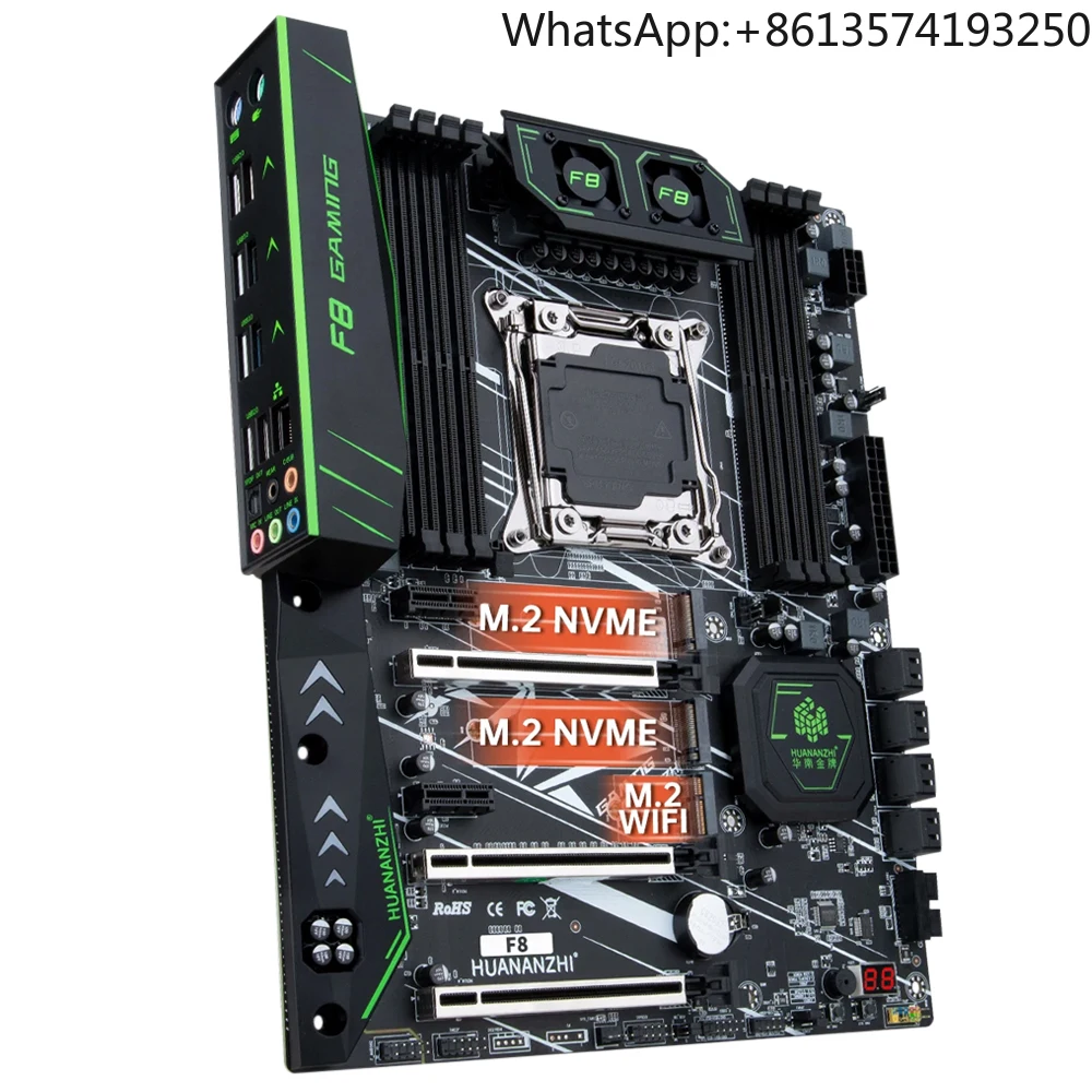 X99-F8 ATX Motherboard Supports 2011-3 Socket V3/V4 Processors, 256GB 8*DDR4, PCIe 3.0, 4*SATA 3.0&USB3,NVME M.2 WiFi