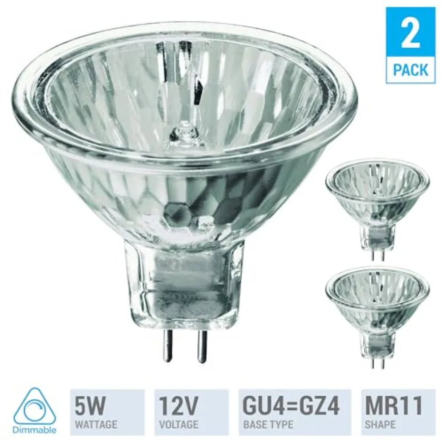 Pack of 2 5 Watt MR11 12 Volt Precision Halogen Reflector Fiber Optic Light Bulb 5W 12V
