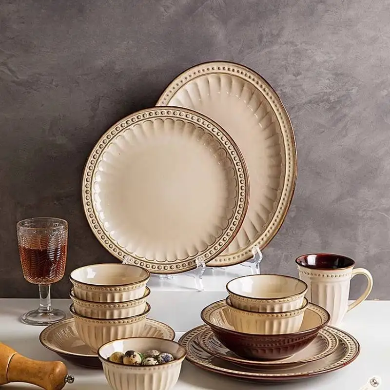 

Designer Japanese Dinner Set Plates Luxury Party Round European Plates Dinner Sets Ceramic Aparelho De Jantar Kitchen Dishes