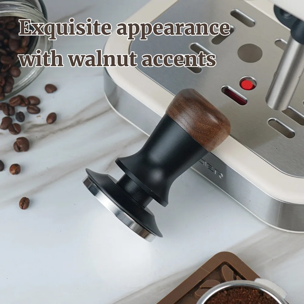 51/53/58mm Walnut Wood Coffee Tamper - Manual Espresso Tamper with Constant Pressure, Professional Barista Tool for Home Cafe, C