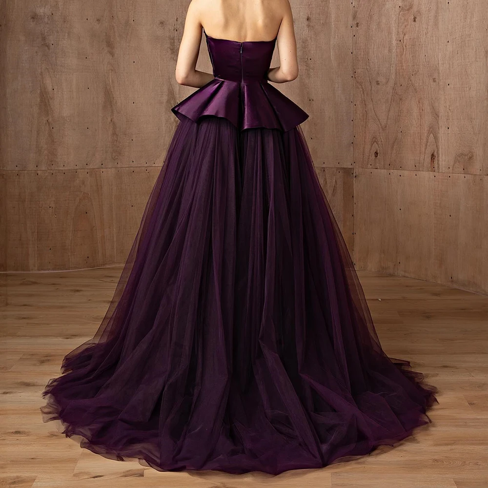 ที่กําหนดเองที่ละเอียดอ่อน A-Line ความยาวชั้น Strapless Organza ชุดราตรี Elegant Photo สี vestidos para mujer