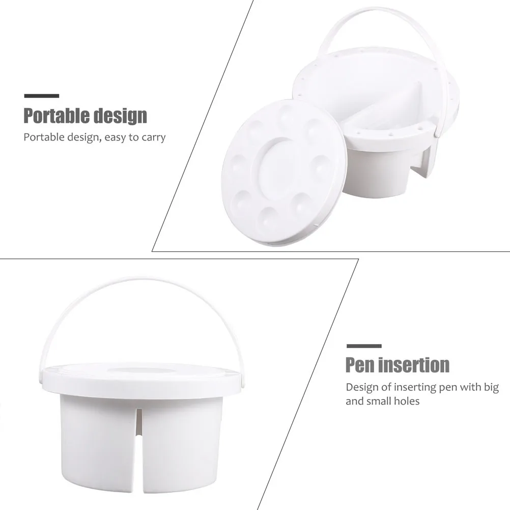 

2Pcs Brush Bucket Plastic 3 in 1 Paint with Grid Mixer for Artist Kids Art Class Pen Cleaning Basin Multifunctional