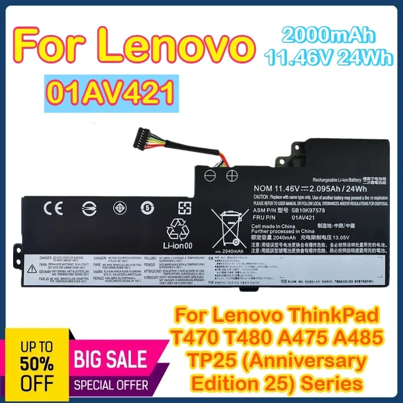 

01AV421 Laptop Battery for Lenovo ThinkPad T470 T480 A475 A485 TP25 01AV419 01AV489 SB10K97576 SB10K97578 01AV420 SB10K97577