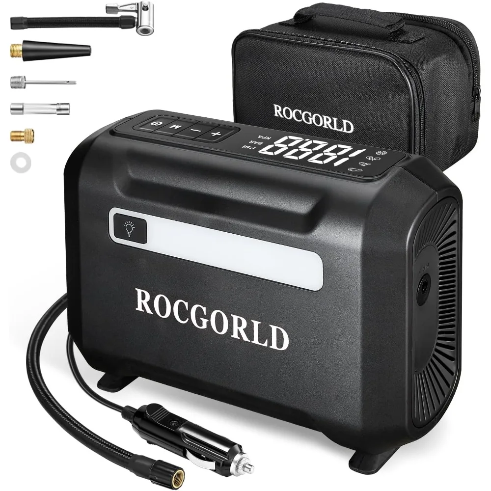 

Tire Inflator Portable Air Compressor, DC 12V Air Compressor Portable with Large Dual Digital Screen