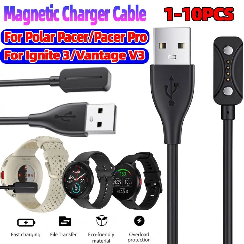 

Магнитное зарядное устройство, док-станция, USB-кабель для зарядки, адаптер для умных часов, провод для зарядки для Polar Pacer/Pacer Pro/Ignite 3/Vantage V3
