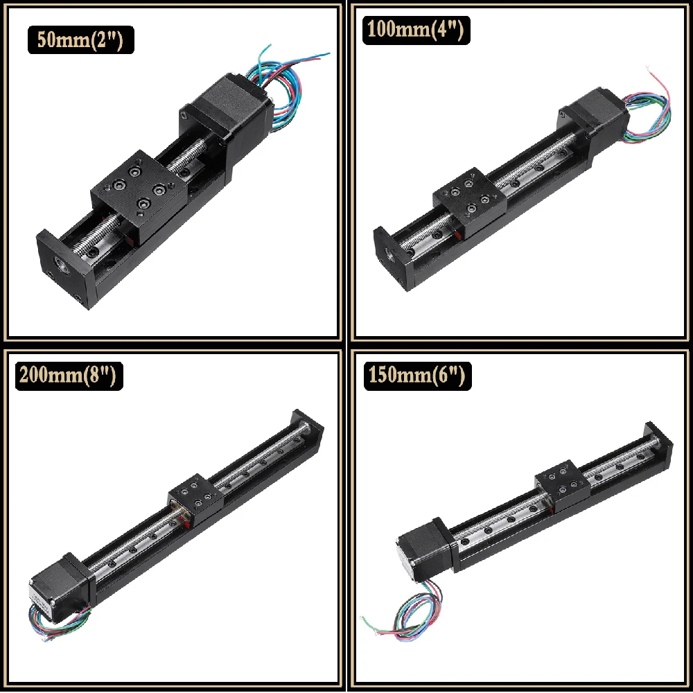 Table Linear Guides Slide Stage 50~300mm Stroke Pitch 1-12mm Bearing Linear Rail Motor Driver Kits CNC Parts for 3D Printer XYZ