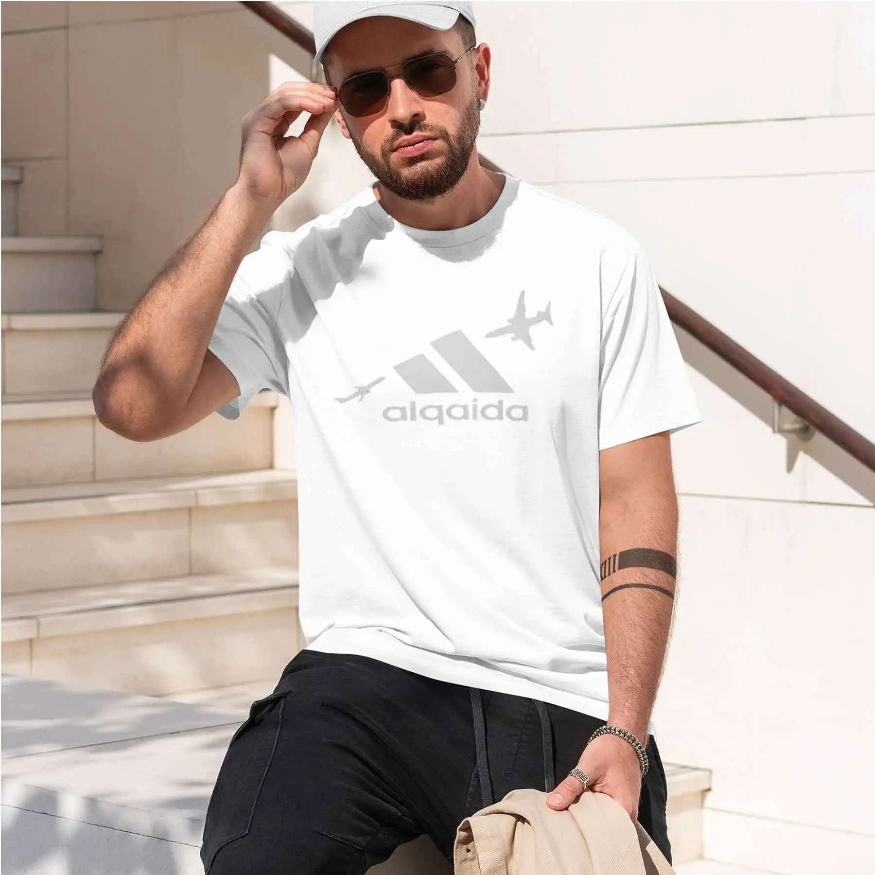 2026 new model  Alqaida x Skyline – The Power of Resistance and Adaptability Classic Cotton T-Shirt Comfortable Crew Neck Short