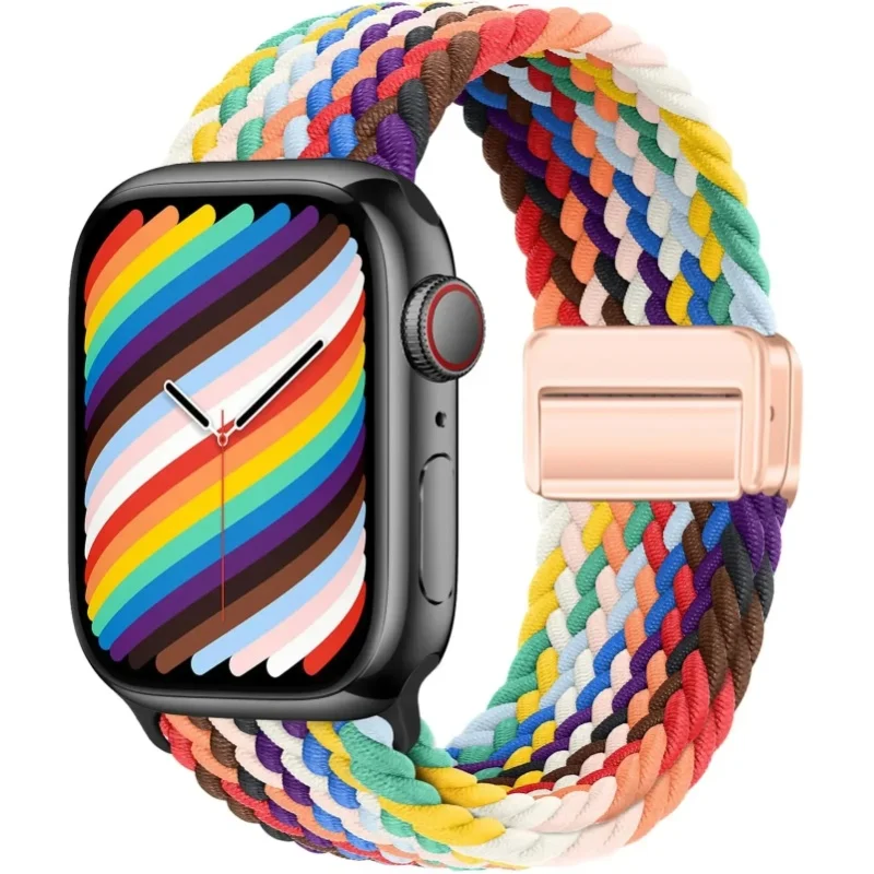 Geflochtenes Armband für Apple Watch 10, 46mm 45mm 49mm 42mm 40mm, Schnallenarmband für iWatch Series SE 7 3 6 8 9 Ultra 2, Magnetband