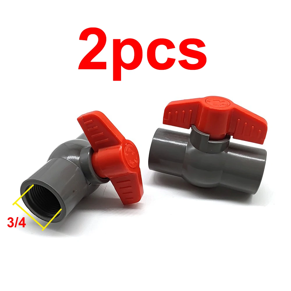 2pcs  25mm Ball Valve Grey PVC Material Garden Water Pipe Fittings Valve Switch Connection Adapter