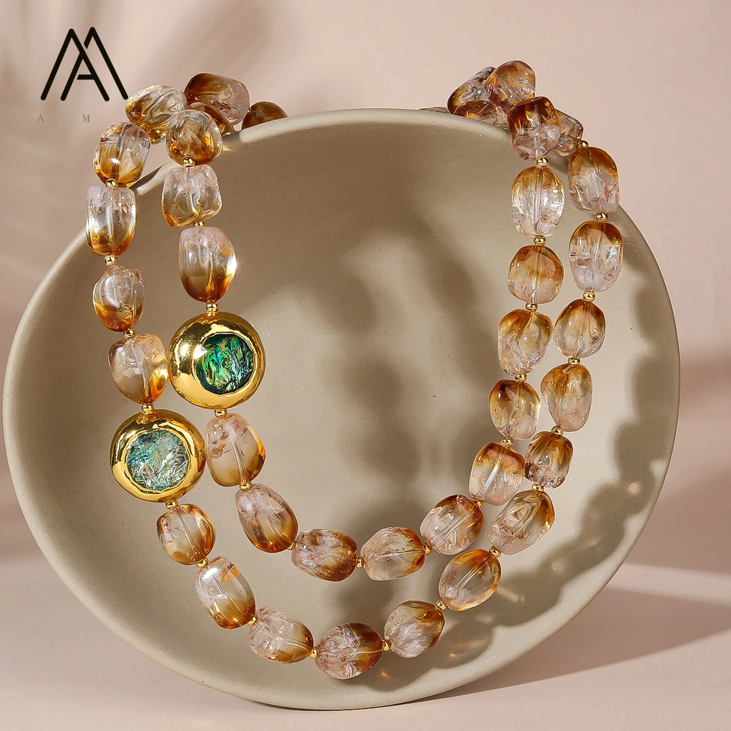 Natural Citrine Crystal Stone Beads Necklace For Women Freeform Shape Gemstone Beads Strand Necklaces Party Jewelry