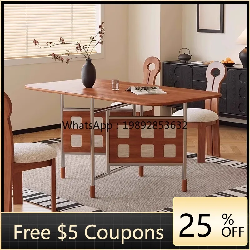 

LYY Household Cherry Wood Solid Wood Folding Table Mid-century Style Space-saving Folding Dining Chinese Style Coffee