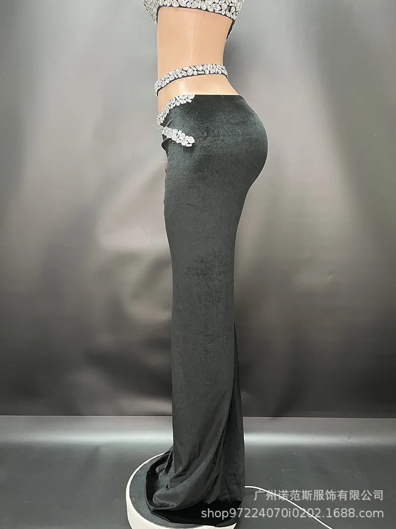 Zomer Afslankende Taille Hot Diamond Tweedelige Verjaardagsfeestje Fashion Club Zanger Muziekfestival Prestaties Kostuum Paillettenjurken