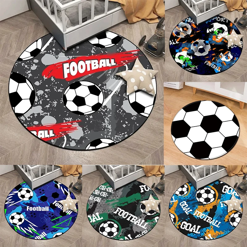 Fußball Sport Thema Ball Fußball Runde Teppich Wohnzimmer Kreis Boden Matte Waschbar Hause Flur Bereich Dekor Teppich Badezimmer Fußmatte