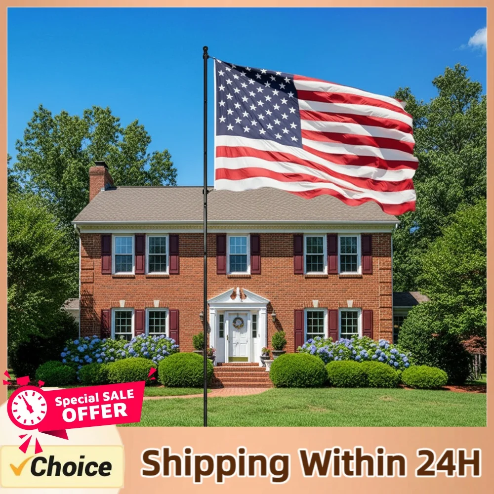 11/12FT Ground Flag Pole Heavy Duty Residential Flagpoles Thick Tube Halyard Flagpole Hardware for Backyard Lawn Garden Patio