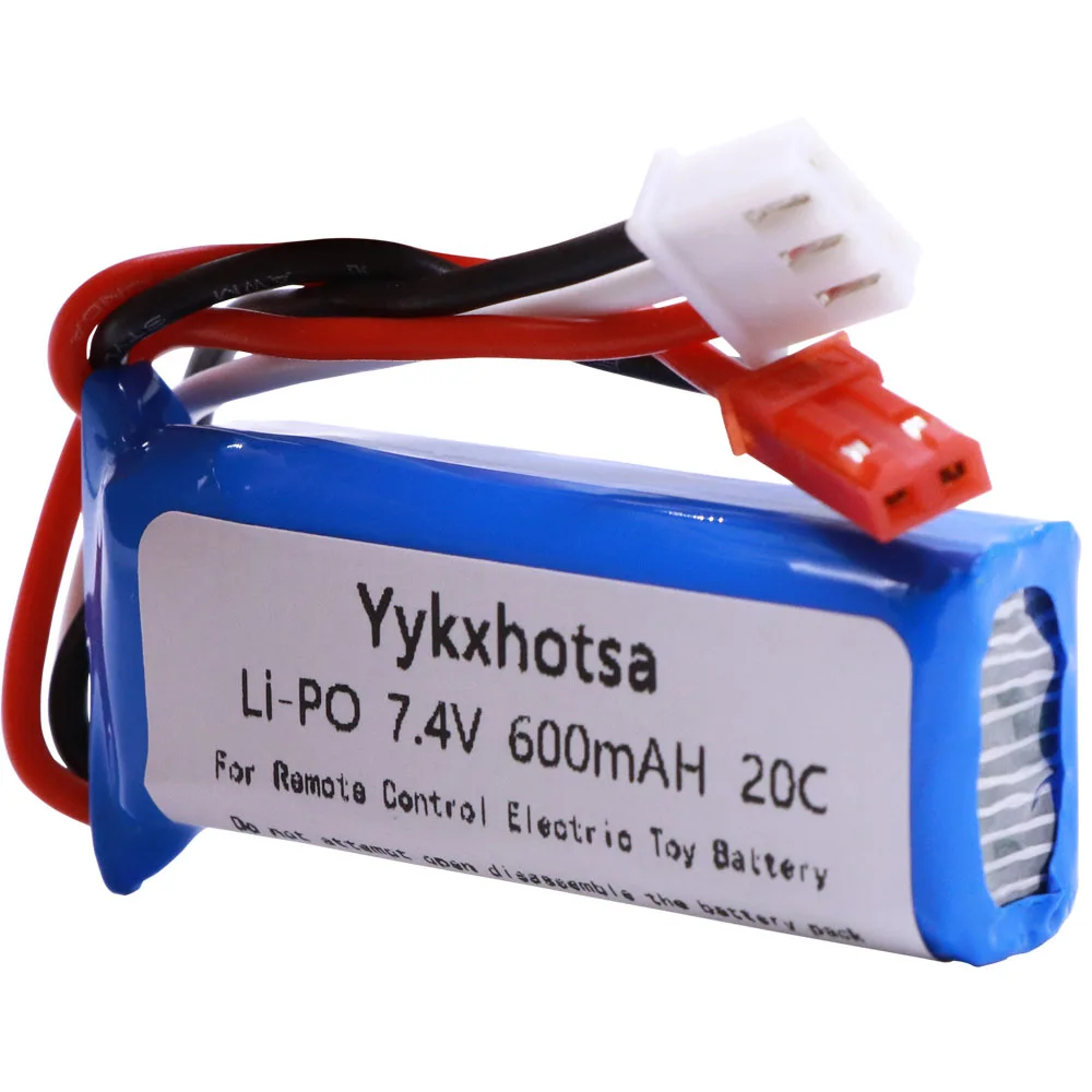 Bateria Lipo dla WLtoys K969 K979 K989 K999 P929 P939 części do zdalnie sterowanego samochodu 7.4V 600mAh akumulator z ładowarką 3in1 kabel 7.4V 2S