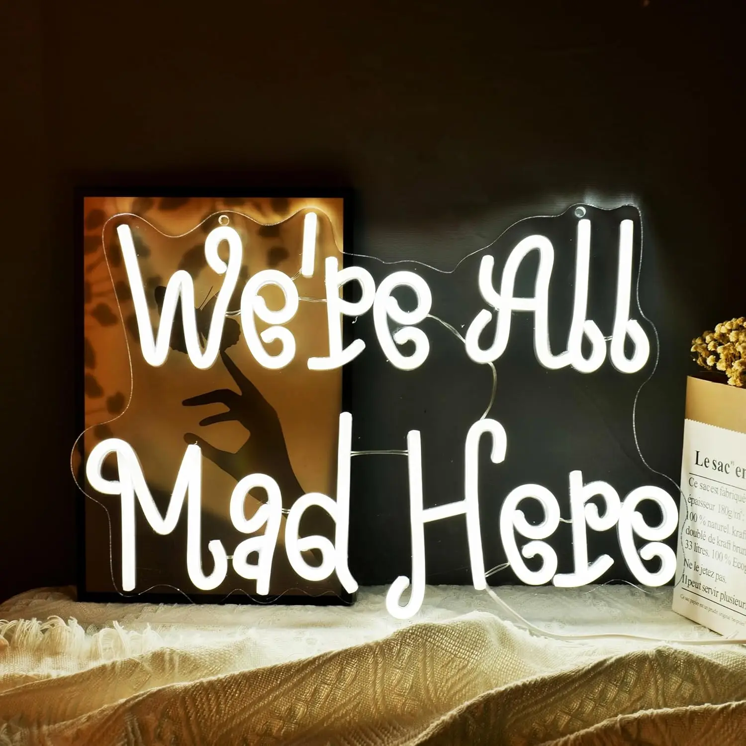 

We’re All Mad Here Neon Sign Art Wall Light USB LED Neon Light for Bar Party Gaming Room Bedroom Decoration Gift Night Light