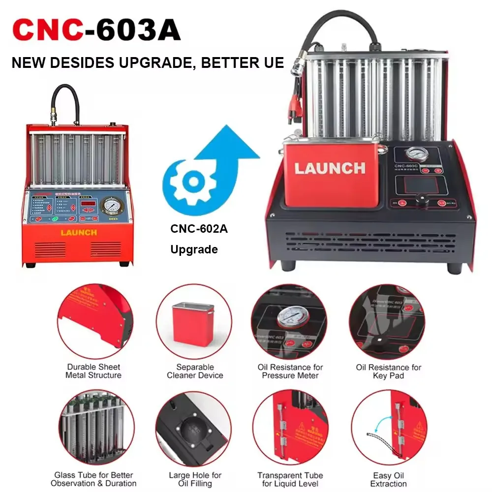 Launch CNC603A Exclusive Ultrasonic Fuel Injector Cleaner Cleaning Machine 4/6 Cylinder Fuel Injector Tester 220V/110V CNC-603C