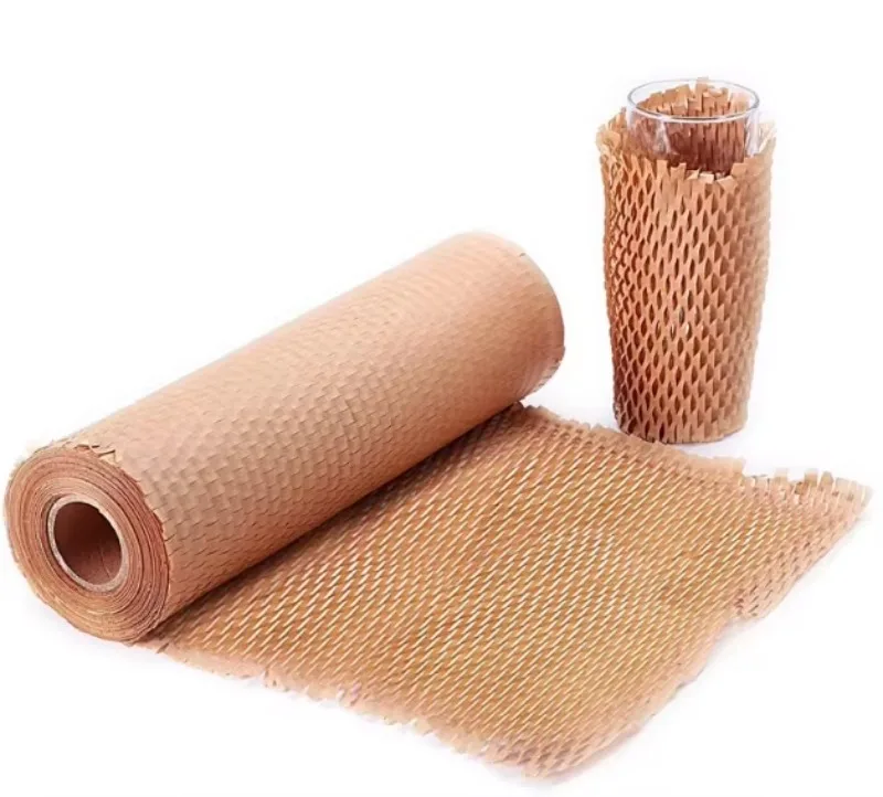 Environmentally friendly recyclable wrapping paper packaging protection roll, with fragile sticker perforated packaging